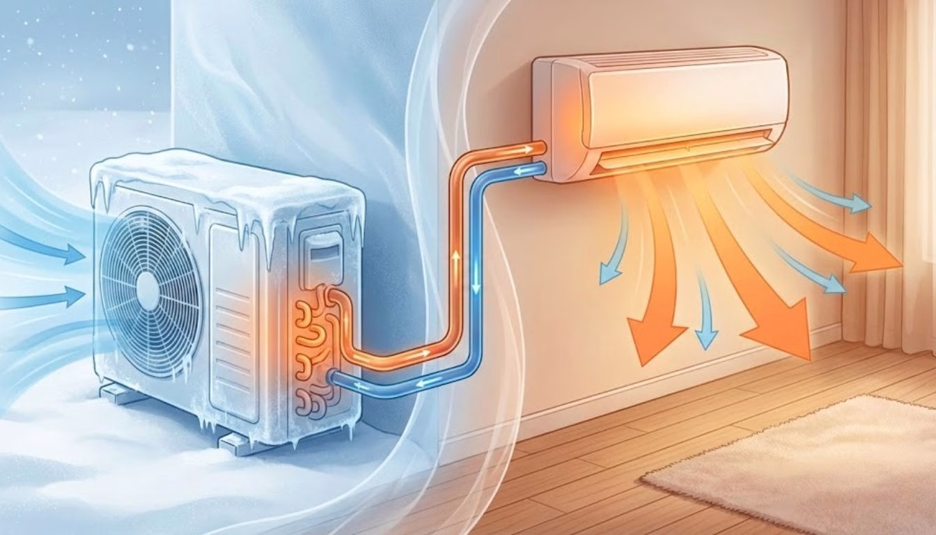принцип работы кондиционера на обогрев